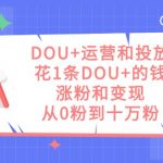 DOU+运营和投放，花1条DOU+的钱，涨粉和变现，从0粉到十万粉