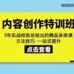 内容创作·特训班：5年实战经验总结出的精品系统课 方法技巧·一站式提升