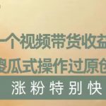 原创一个视频带货收益上万，傻瓜式操作过原创，几分钟做一个视频涨粉特别快【揭秘】