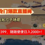 （8937期）春节冷门直播间解放shuang’s打造，场观随便几千人在线，收一个徒399，轻…