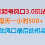 视频号风口3.0玩法单日收益1000+,保姆级教学,收益太猛,抓住风口最后的机会【揭秘】