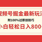 （8826期）视频号掘金，小白轻松日入800+（附100%过原创技巧）