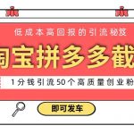 （8787期）淘宝拼多多电商平台截流创业粉 只需要花上1分钱，长尾流量至少给你引流50粉