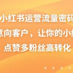 （8764期）小红书运营流量密码，揽获意向客户，让你的小红书高点赞多粉丝高转化