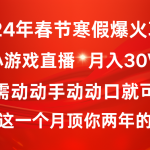 （8721期）2024年春节寒假爆火项目，普通小白如何通过小游戏直播做到月入30W+