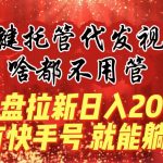 （8718期）一键托管代发视频，啥都不用管，网盘拉新日入2000+，有快手号就能躺赚