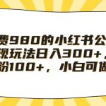 收费980的小红书公益变现玩法日入300+，日涨粉100+，小白可做