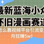 最新蓝海小众怀旧漫画赛道，高转化一单29.9教你怎么靠视频平台引流变现