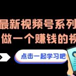 2023最新视频号系列课程，从0~1做一个赚钱的视频号（8节视频课）