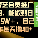 （8663期）爱奇艺会员推广项目，能做到日收益5W＋，自己操作每天撸40+