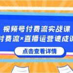 （8639期）视频号付费流实战课，付费流×直播运营速成课，让你快速掌握视频号核心运..