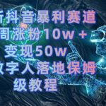 （8637期）最新抖音暴利赛道，单周涨粉10w＋变现50w的ai数字人落地保姆级教程