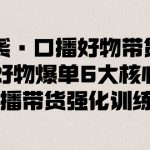 （8625期）逆袭·口播好物带货课，好物爆单6大核心，口播带货强化训练营