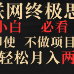 （8619期）互联网终极思路，小白必看，即使不做项目也能轻松月入两三万，拒绝韭菜…