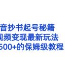 （8585期）抖音抄书起号秘籍，中视频变现最新玩法，日入500+的保姆级教程！