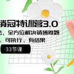 （8573期）爆款！销冠特训营3.0之顺人性销售法，全方位解决销售难题、可落地、可执…