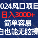 （8432期）2024风口项目，日入3000+，简单容易，小白也能无脑操作