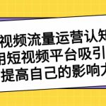 （8428期）短视频流量-运营认知课，利用短视频平台吸引流量，提高自己的影响力