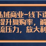 （8425期）私域商业-线下课，有效提升复购率，解决现金流压力，放大利润