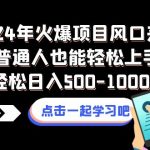 （8421期）2024年火爆项目风口来袭普通人也能轻松上手轻松日入500-1000+