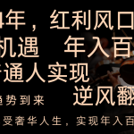 （8418期）2024红利风口项目来袭，享受第一波红利，逆风翻盘普通人也能实现，年入百万