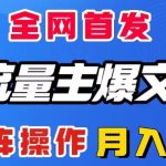 （8328期）AI流量主爆文插件，只需一款插件全自动输出爆文，矩阵操作，月入3W＋