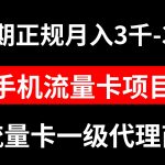 （8311期）手机流量卡代理月入3000-3W长期正规项目