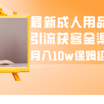 （8309期）最新成人用品赛道引流获客全渠道，月入10w保姆级教程