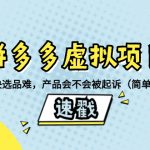 （8270期）拼多多虚拟项目：三两句话解决选品难，产品会不会被起诉（简单、粗暴、…