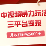 （8248期）三平台变现，月收益轻松5000＋，中视频暴力玩法，每日热点的正确打开方式