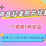 声音和老照片修复，一个视频5种收益，新年冷门且小有门槛的副业