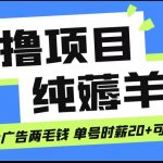 无脑纯薅羊毛小项目，一个广告两毛钱 单号时薪20+