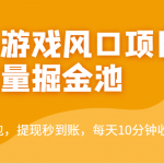 外面收费5000+的小游戏风口项目流量掘金池，不用撸包，提现秒到账，日收益500+！