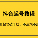 外面1980的抖音起号教程，一周起号破千粉，不违规不封号