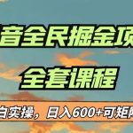 最新蓝海项目抖音全民掘金，小白实操日入600＋可矩阵操作