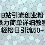 B站引流创业粉，暴力简单详细教程，轻松日引流50+