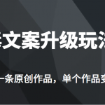 [新自媒体]高端专业升级新玩法，毒文案流量爆炸，5分钟一条原创作品，单个作品轻轻松松变现500