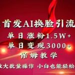 全网首发Ai换脸引流男粉，单日涨粉1.5w+，单日变现3000+，小白也能轻松上手拿结果【揭秘】