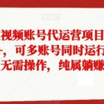 抖快微短视频账号代运营项目，单号月入2000+，可多账号同时运行，0成本无需操作，纯属躺赚【揭秘】