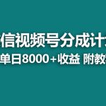 （8227期）【蓝海项目】视频号分成计划，单天收益8000+，附玩法教程！