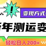 新年运势测试变现，日入200+，几分钟一条作品，变现方式多样化【揭秘】