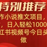 无脑操作【小说推文项目】，兼职每天两小时，日入轻松1000+，抖音快手视频号小红湖中视频都可做【揭秘】