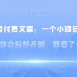 某公众号付费文章：一‮小个‬项目看了‮些这‬思‮你路‬会‮然豁‬开朗，我‮了看‬也推荐