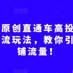 后生原创直通车高投产低价引流玩法，教你引爆店铺流量！