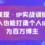 流量变现·IP实战训练营，普通人也能打造个人IP，成为百万博主