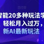 AI人工智能20多种玩法学会“其中一种”轻松月入过万，持续更新AI最新玩法