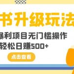 （8014期）小红书升级玩法，冷门暴利项目无门槛操作，轻松日赚500+