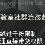 梅花实验室社群连怼起号玩法，视频号绕过千粉限制，开通直播带货权限【揭秘】