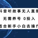 （7894期）抖音听故事无人直播新玩法，无需养号、适合新手小白去操作