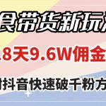 （7881期）零食带货新玩法，18天9.6w佣金，几分钟一个作品（附快速破千粉方法）